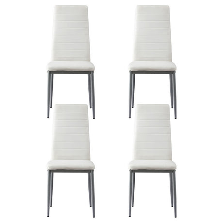 Elegant White Leather Dining Chairs Set of 4