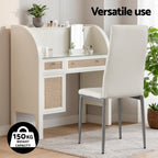 Elegant White Leather Dining Chairs Set of 4