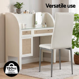 Elegant White Leather Dining Chairs Set of 4