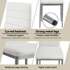 Elegant White Leather Dining Chairs Set of 4