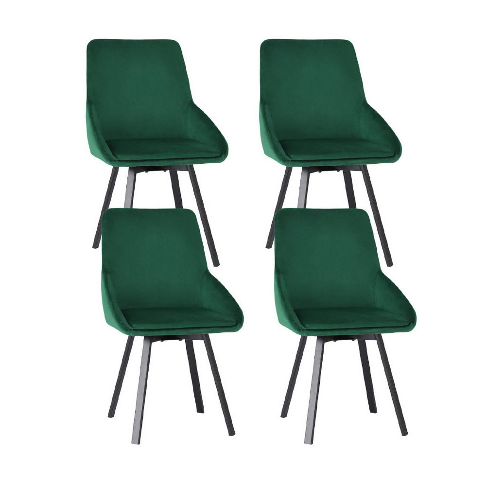 Velvet Green Swivel Dining Chairs Set of 4