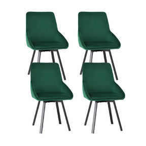 Velvet Green Swivel Dining Chairs Set of 4