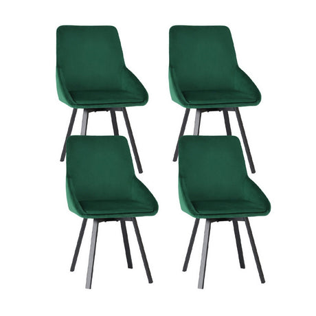 Velvet Green Swivel Dining Chairs Set of 4