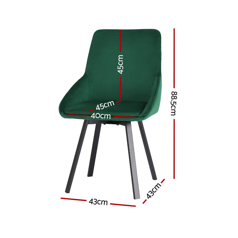 Velvet Green Swivel Dining Chairs Set of 4