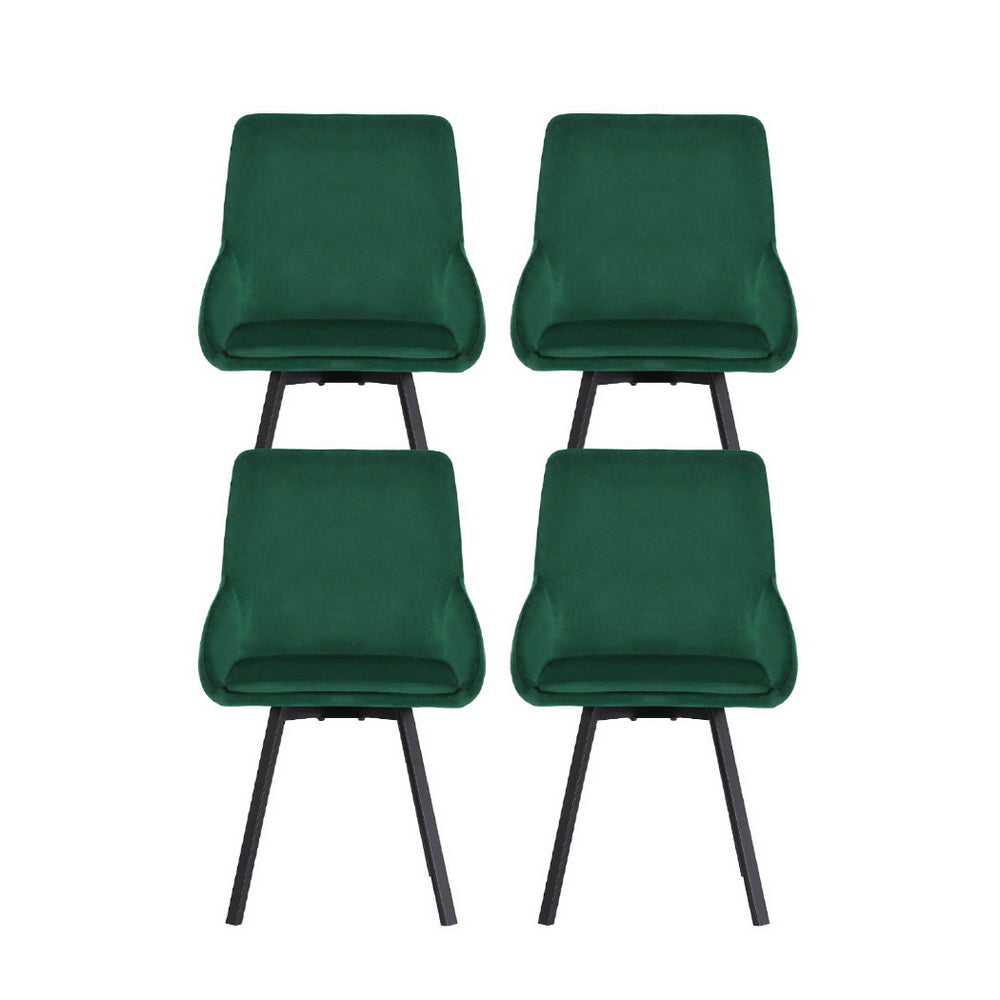 Velvet Green Swivel Dining Chairs Set of 4