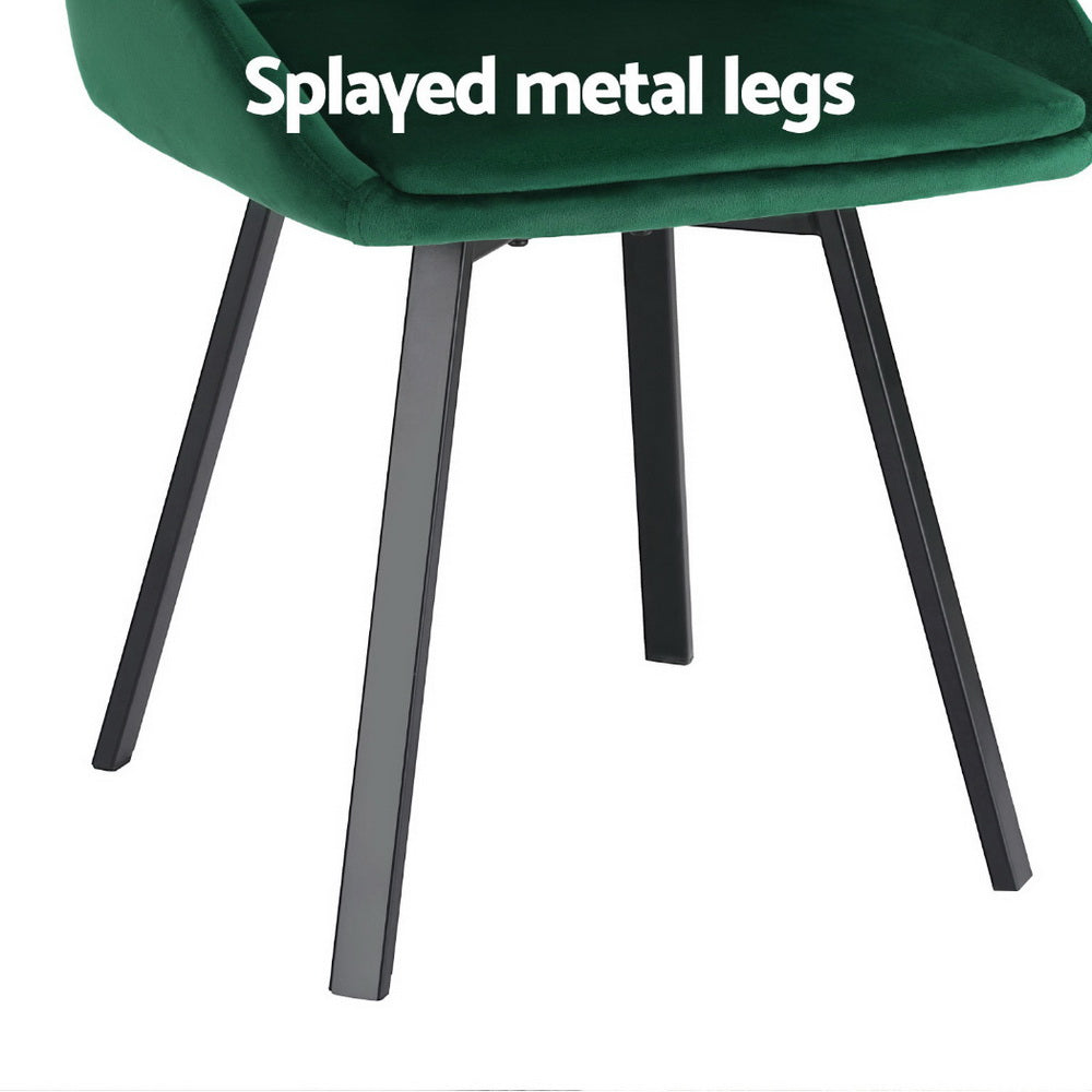 Velvet Green Swivel Dining Chairs Set of 4