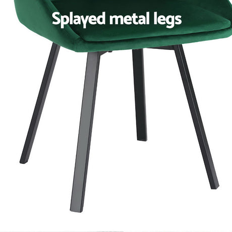 Velvet Green Swivel Dining Chairs Set of 4