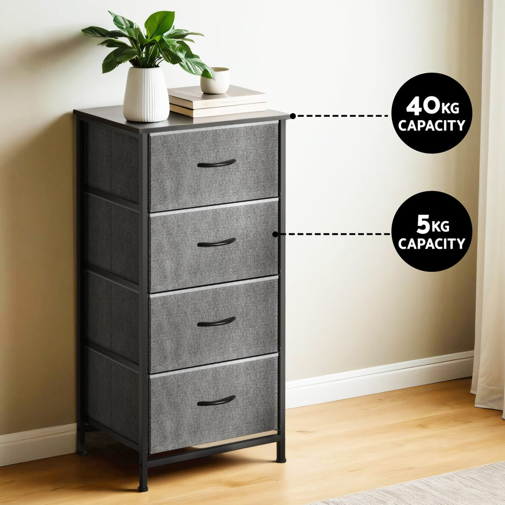 Elegant Grey 4-Drawer Tallboy Dresser