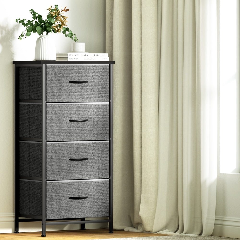 Elegant Grey 4-Drawer Tallboy Dresser