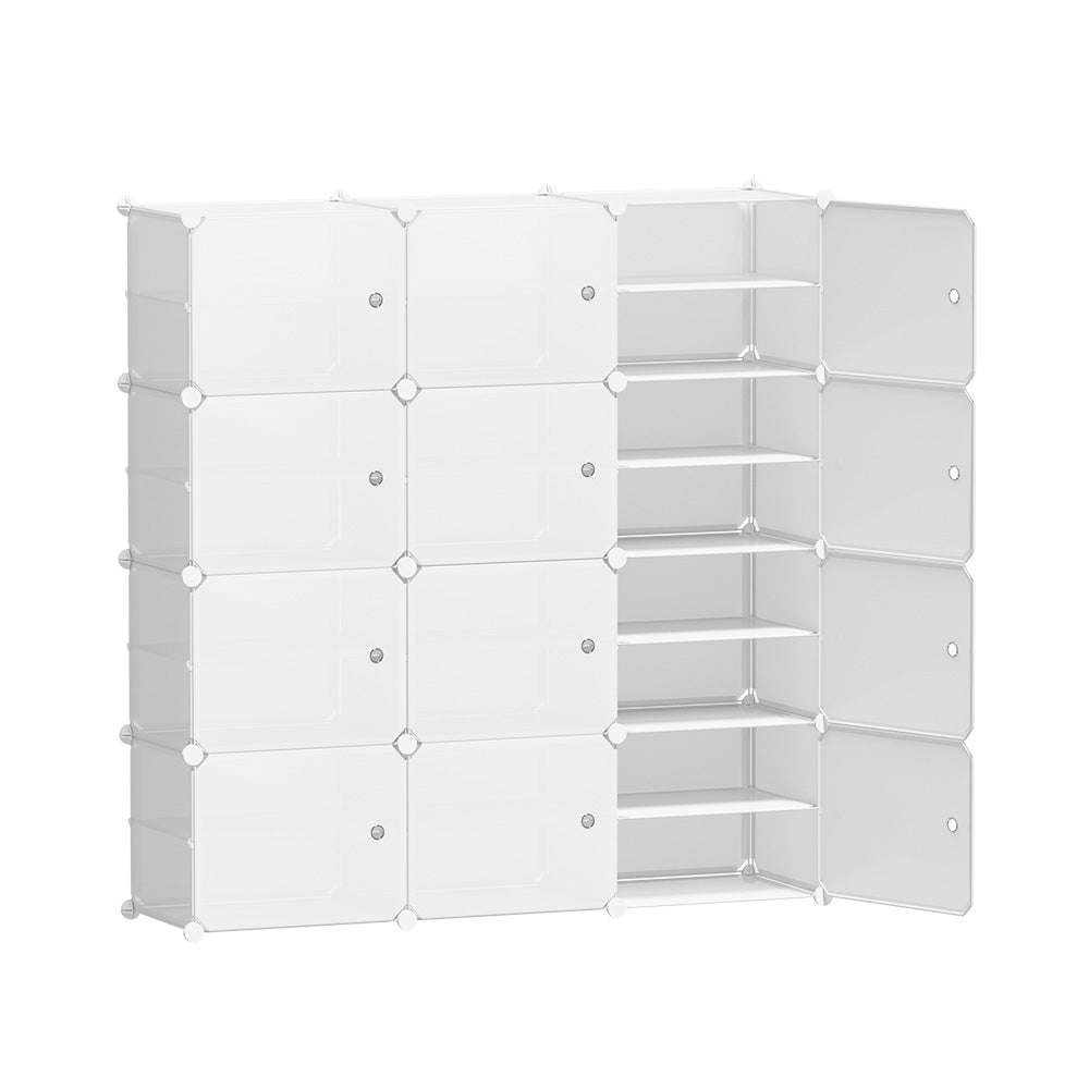 12-Cube Stackable Shoe Rack in White