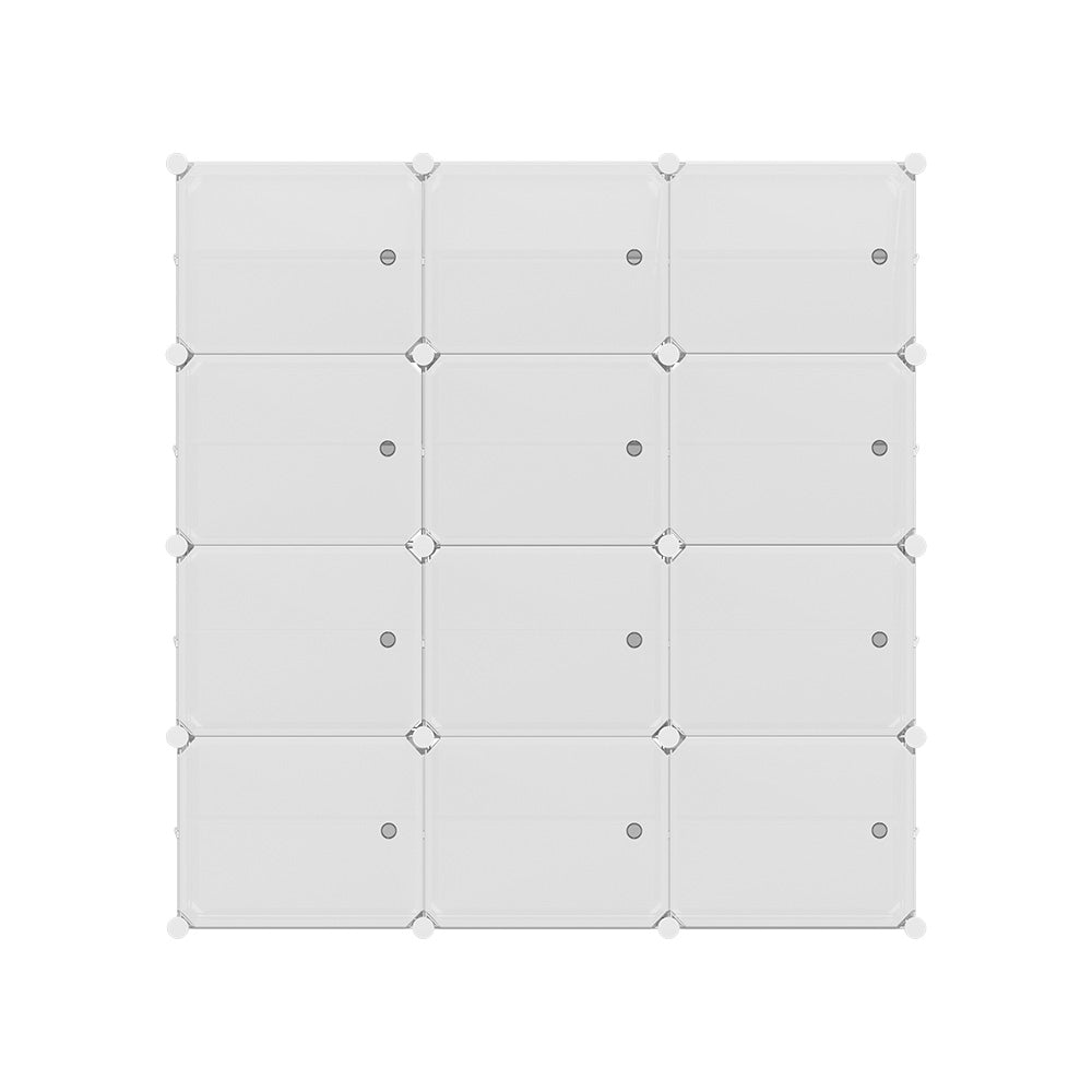 12-Cube Stackable Shoe Rack in White