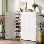 12-Cube Stackable Shoe Rack in White