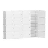 16-Cube Stackable Shoe Rack in White