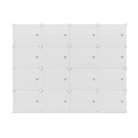 16-Cube Stackable Shoe Rack in White