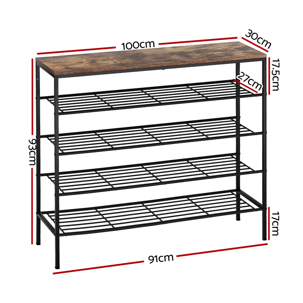 5-Tier Walnut Shoe Rack for 25 Pairs