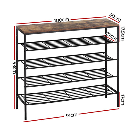 5-Tier Walnut Shoe Rack for 25 Pairs