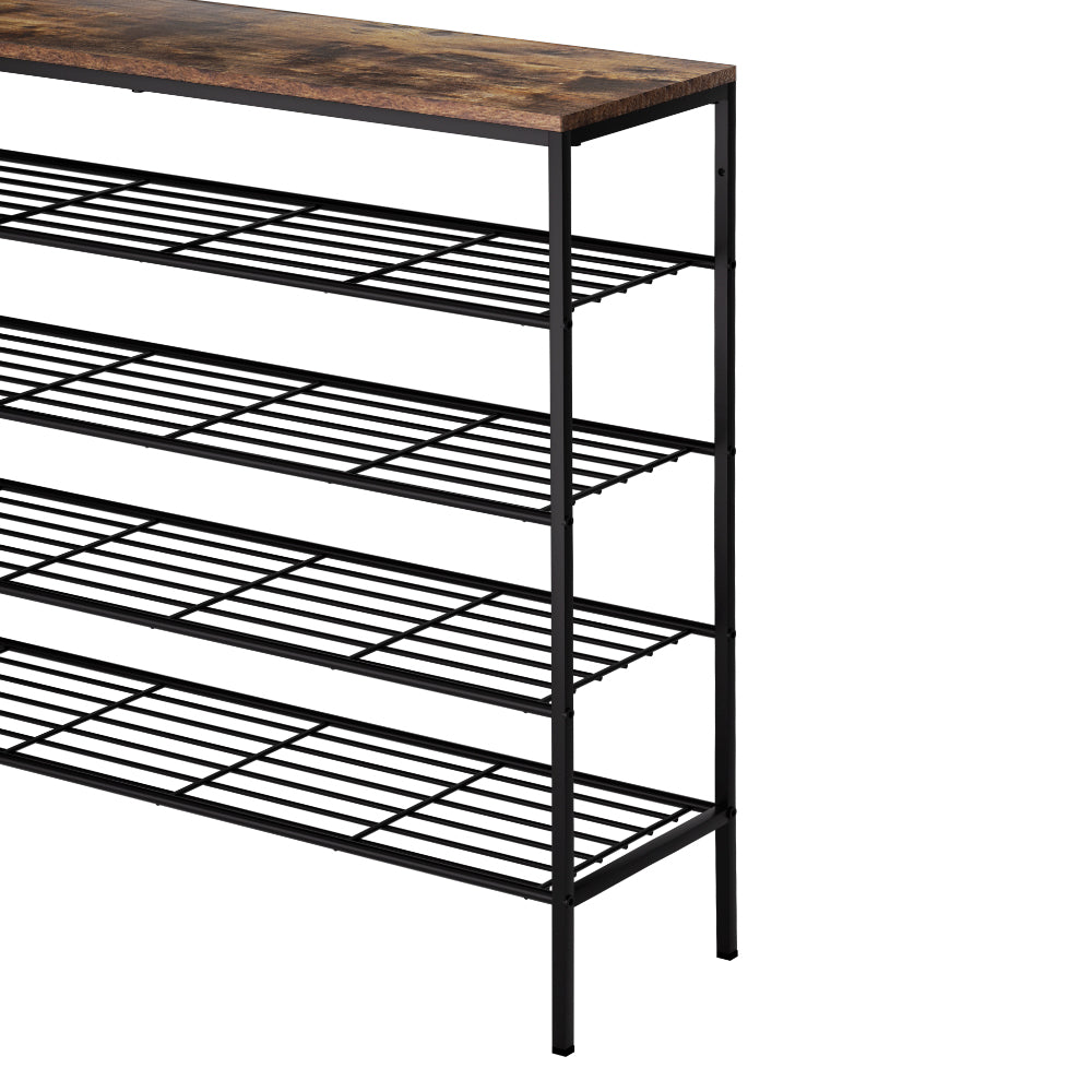 5-Tier Walnut Shoe Rack for 25 Pairs