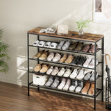 5-Tier Walnut Shoe Rack for 25 Pairs