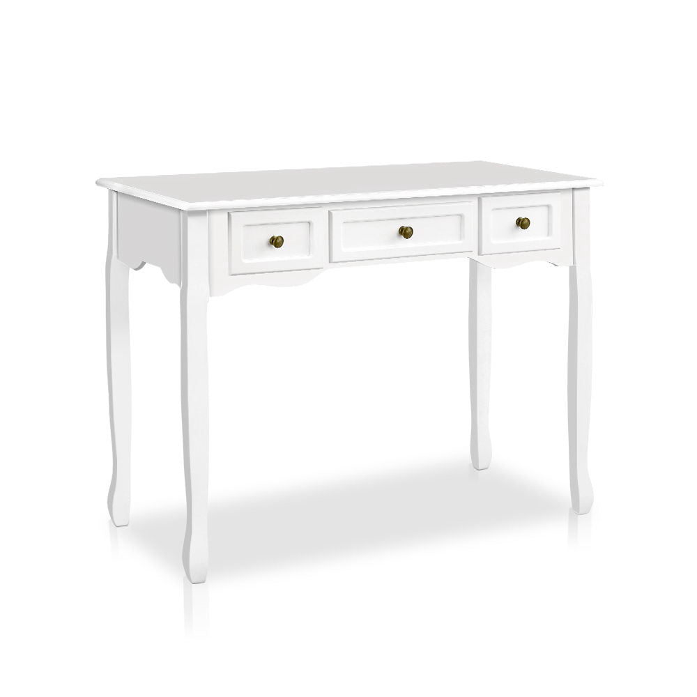 Vintage White Console Table with 3 Drawers