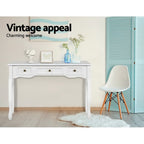 Vintage White Console Table with 3 Drawers