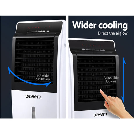 Devanti 8L Evaporative Air Cooler and Humidifier with Remote Control