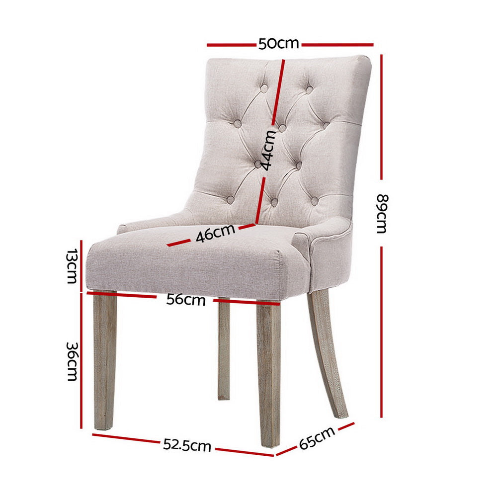 Elegant Linen French Provincial Dining Chair Set