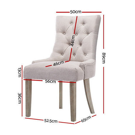 Elegant Linen French Provincial Dining Chair Set