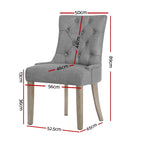 French Provincial Grey Linen Dining Chairs Set
