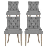 French Provincial Grey Linen Dining Chairs Set