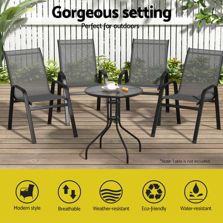Gardeon 4-Piece Stackable Outdoor Dining Chairs