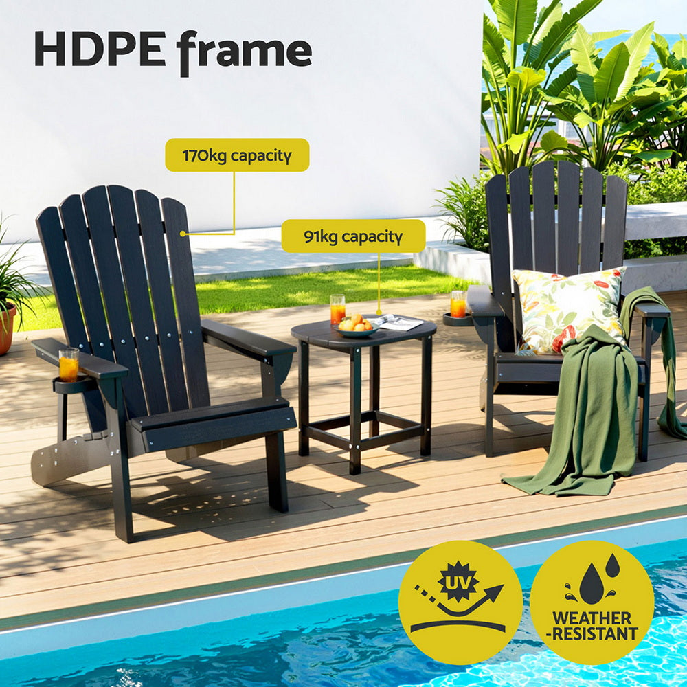 Gardeon HDPE 3-Piece Adirondack Patio Set