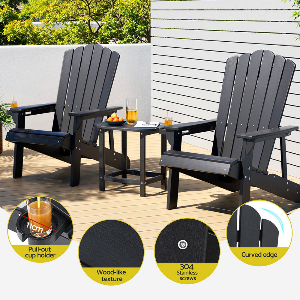 Gardeon HDPE 3-Piece Adirondack Patio Set
