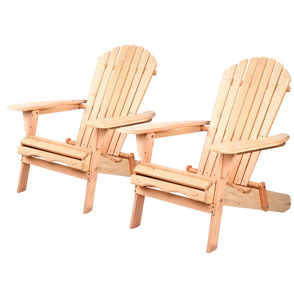 Gardeon Fir Wood Adirondack Chairs - Set of 2