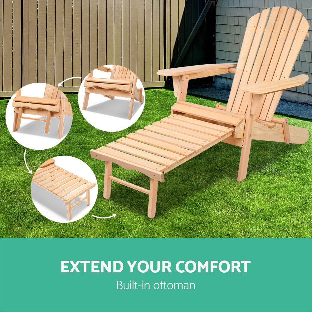 Gardeon Natural Wood Adirondack Chairs