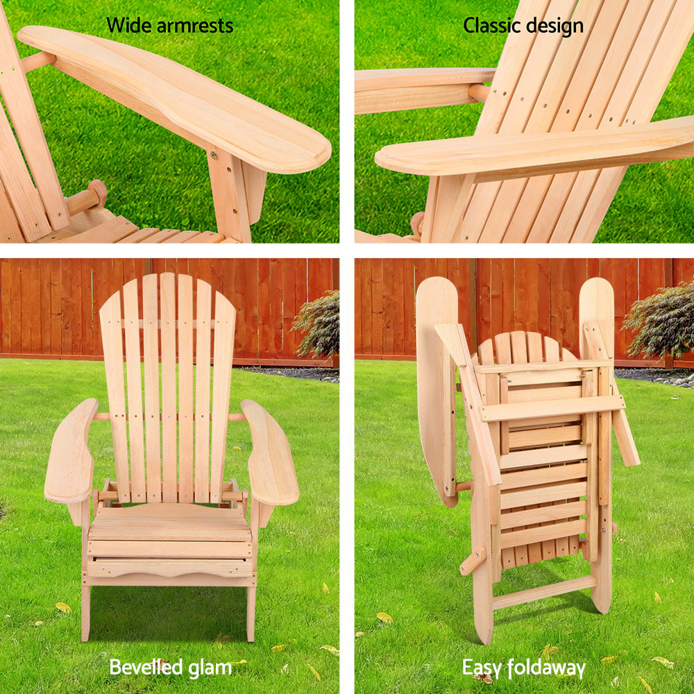 Gardeon Natural Wood Adirondack Chairs