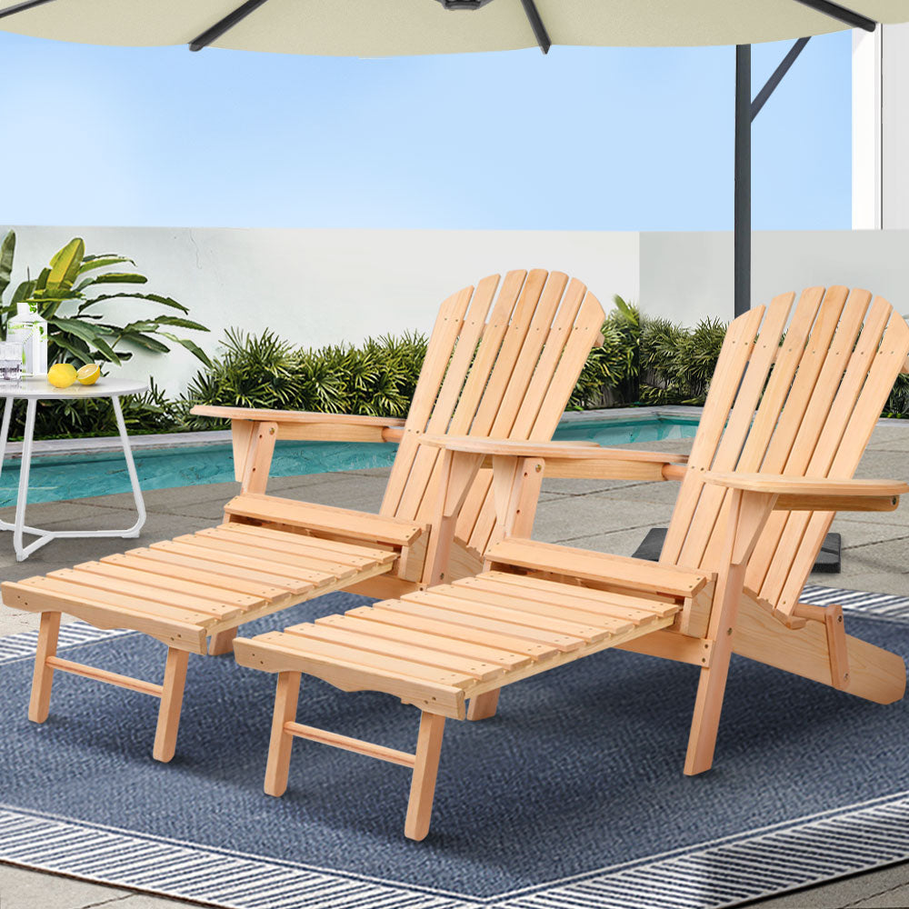 Gardeon 2PC Wooden Adirondack Chair Set