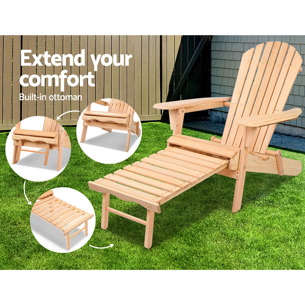 Gardeon 2PC Wooden Adirondack Chair Set