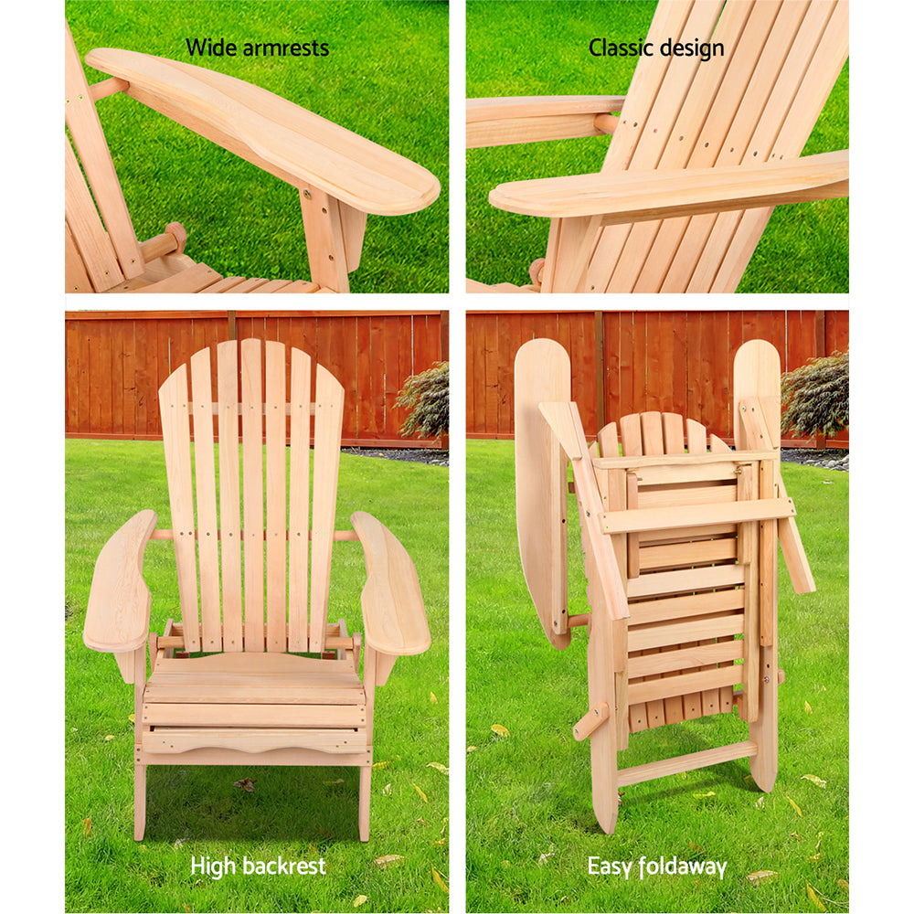 Gardeon 2PC Wooden Adirondack Chair Set