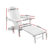 Gardeon 2PC Adirondack Outdoor Chairs Wood Foldable Sun Lounge Patio Furniture
