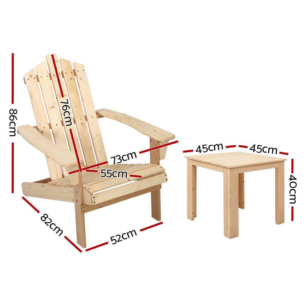 Gardeon Deluxe 3PC Adirondack Chair Set