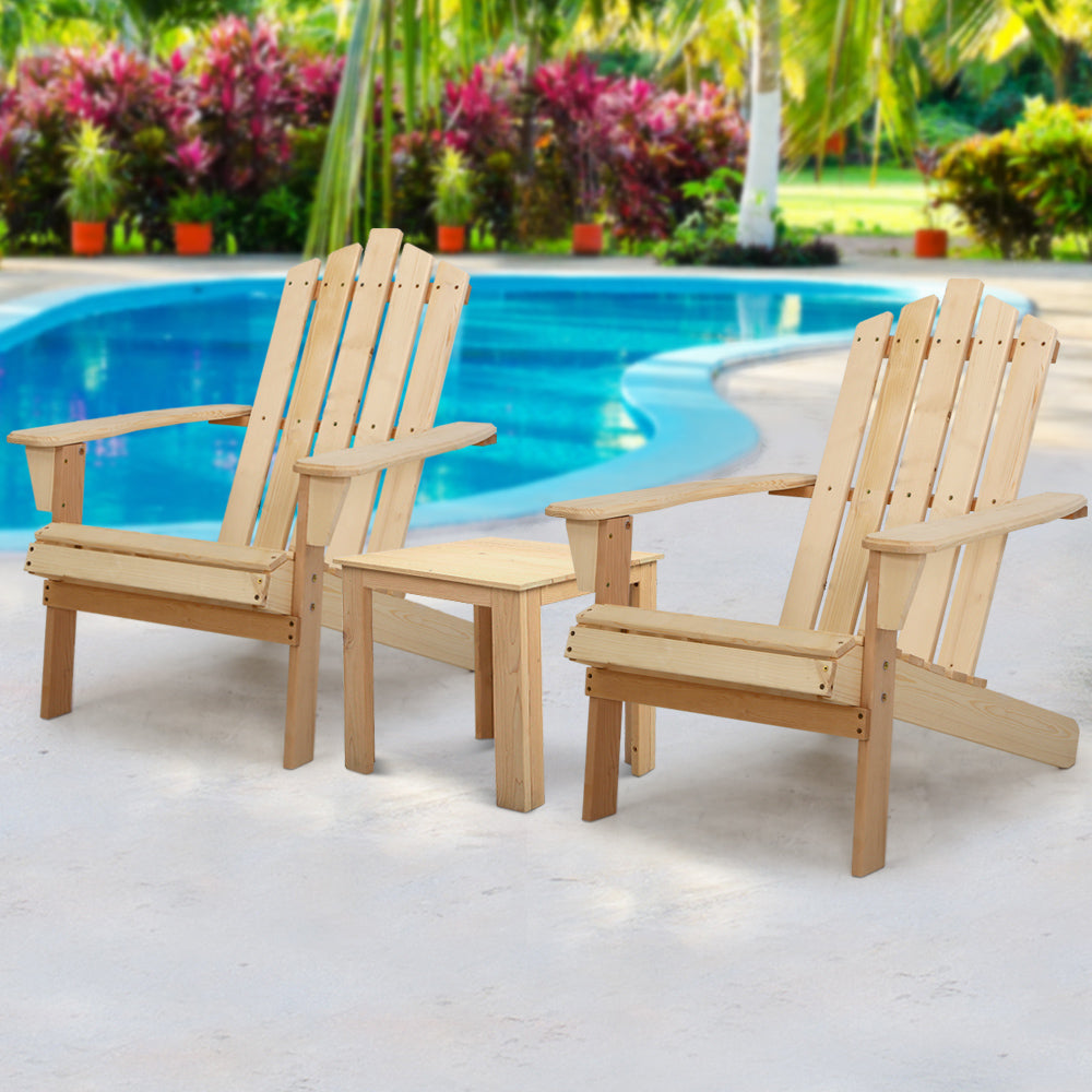 Gardeon Deluxe 3PC Adirondack Chair Set