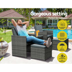 Gardeon 5PC Grey Wicker Bistro Set