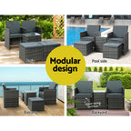 Gardeon 5PC Grey Wicker Bistro Set