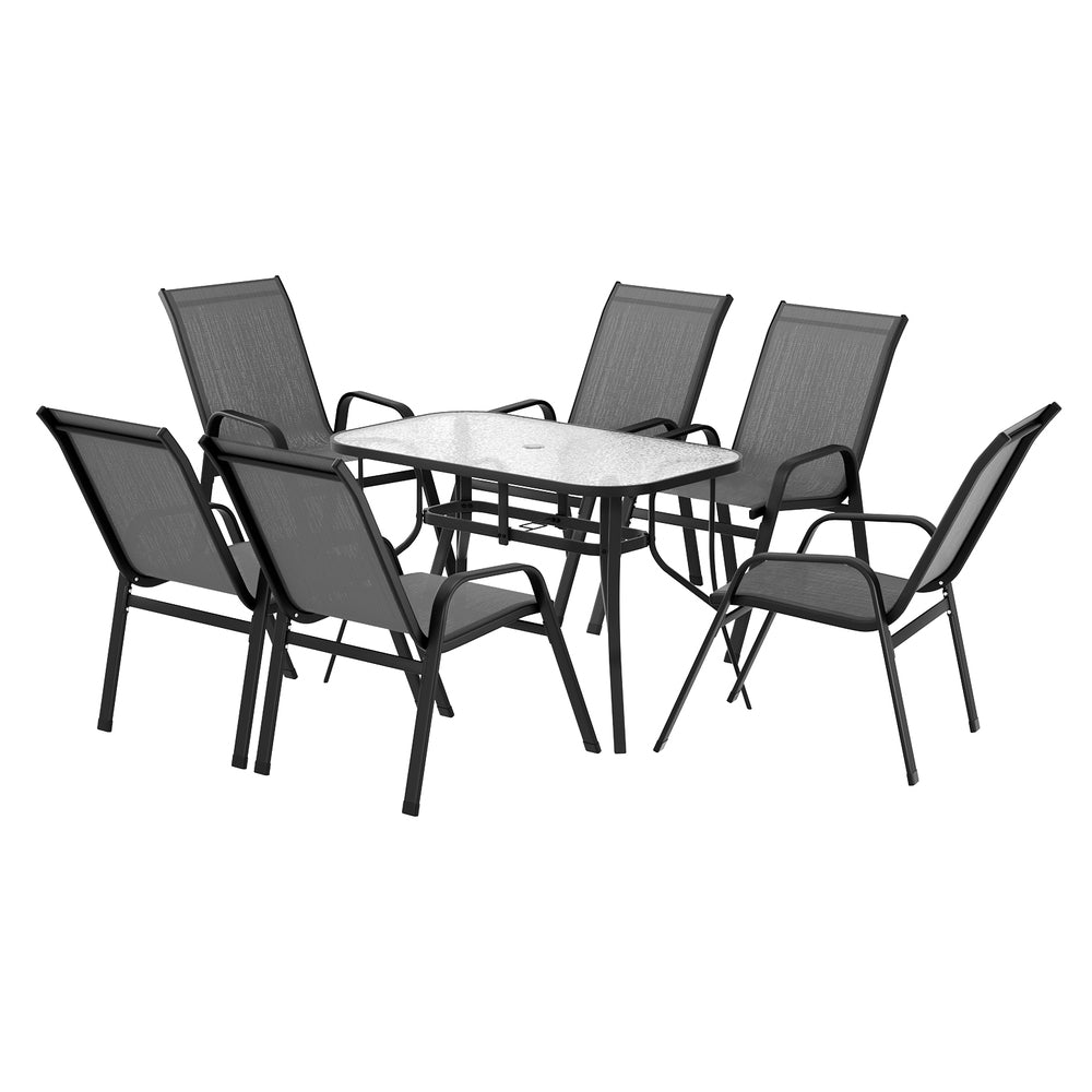 Gardeon 7PC Outdoor Dining Set - Grey