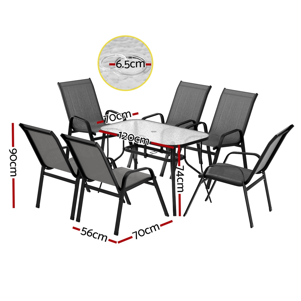 Gardeon 7PC Outdoor Dining Set - Grey