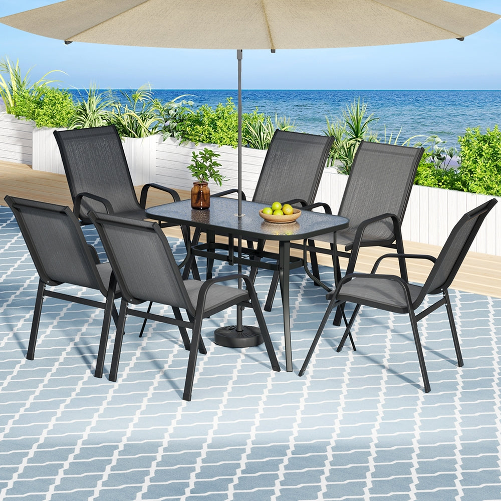 Gardeon 7PC Outdoor Dining Set - Grey