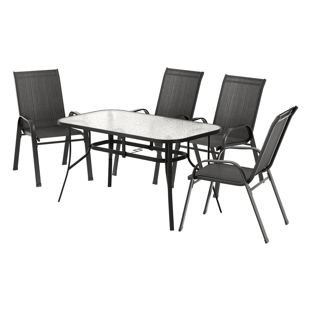 Gardeon 5-Piece Black Outdoor Dining Set