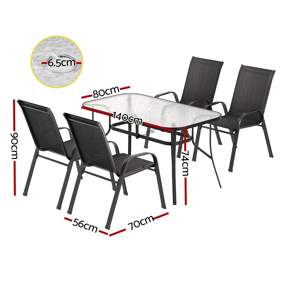 Gardeon 5-Piece Black Outdoor Dining Set