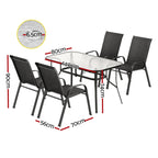 Gardeon 5-Piece Black Outdoor Dining Set