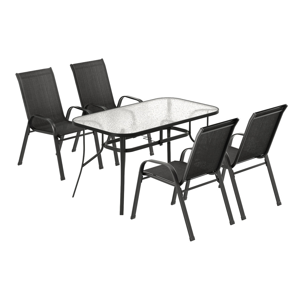 Gardeon 5-Piece Black Outdoor Dining Set